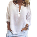 Damen Leinenbluse mit Knopfleiste und intuitivem Schnitt