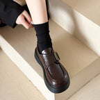 Damen modische Slip-On Loafers mit hoher Plateausohle und eleganter Schnallenapplikation R&B
