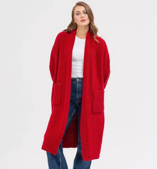 Damen Gemütlicher Strickmantel mit großen Taschen und oversized Schnitt R&B
