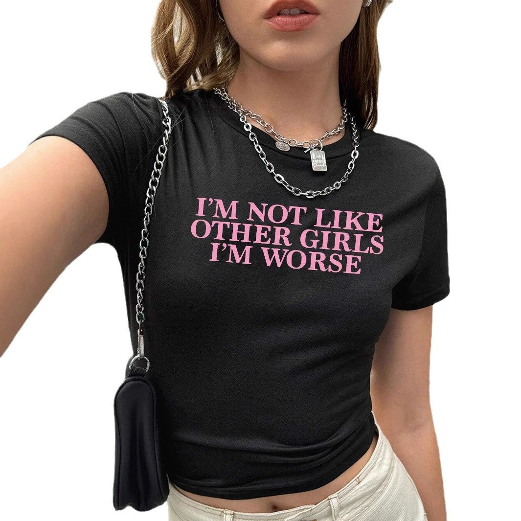 Damen T-Shirt mit künstlerischem Statement-Print und figurbetontem Schnitt R&B
