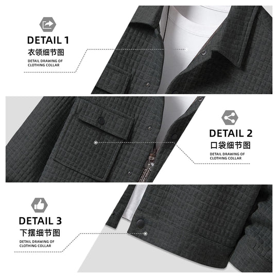 Herren nan gesteppte Overshirtjacke mit quadratischer Steppstruktur und aufgesetzten Brusttaschen R&B