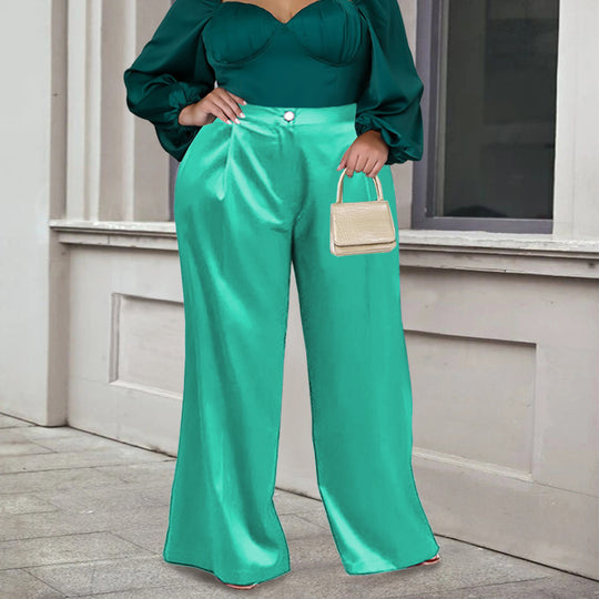 Damen Weite Satin-Hose mit eleganter Taillierung R&B