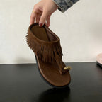 Damen Flip-Flops mit trendigem Fransen-Design und eleganter Applikation EB