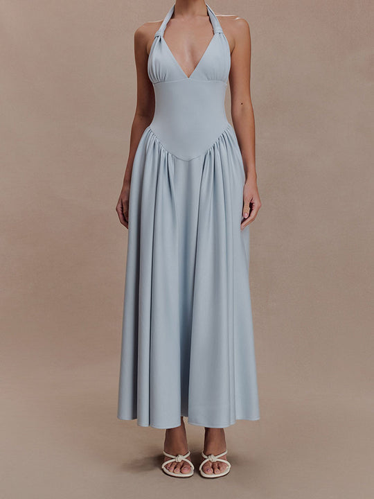 Damen Halter-Ausschnitt Maxikleid mit figurbetonter Silhouette R&B