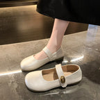 Damen elegante Ballerinas mit dekorativem Schnallenverschluss