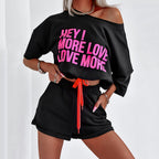 Damen Trendiges Cropped-Loungewear-Set mit auffälligem Grafikdruck und elastischem Bund R&B