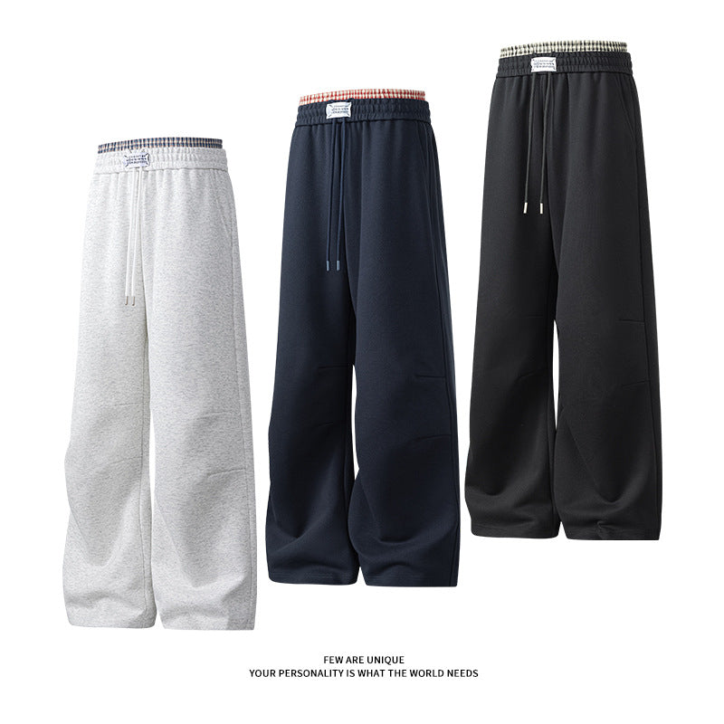Herren weite Freizeithose aus atmungsaktivem Baumwollmix mit elastischem Bund und seitlichen Taschen R&B