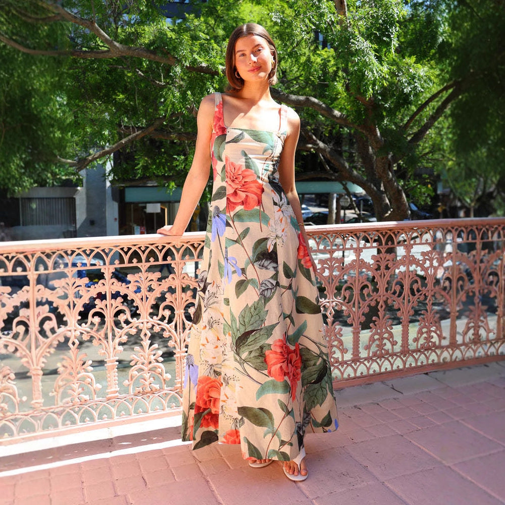 Damen Maxikleid mit floralem Design und taillierter Passform R&B
