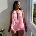Damen Sommerliches Wickelkleid mit tiefem V-Ausschnitt und asymmetrischem Saum R&B