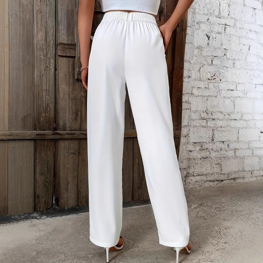 Damen weite Culotte-Hose mit elegantem Hochbund und plissierten Details