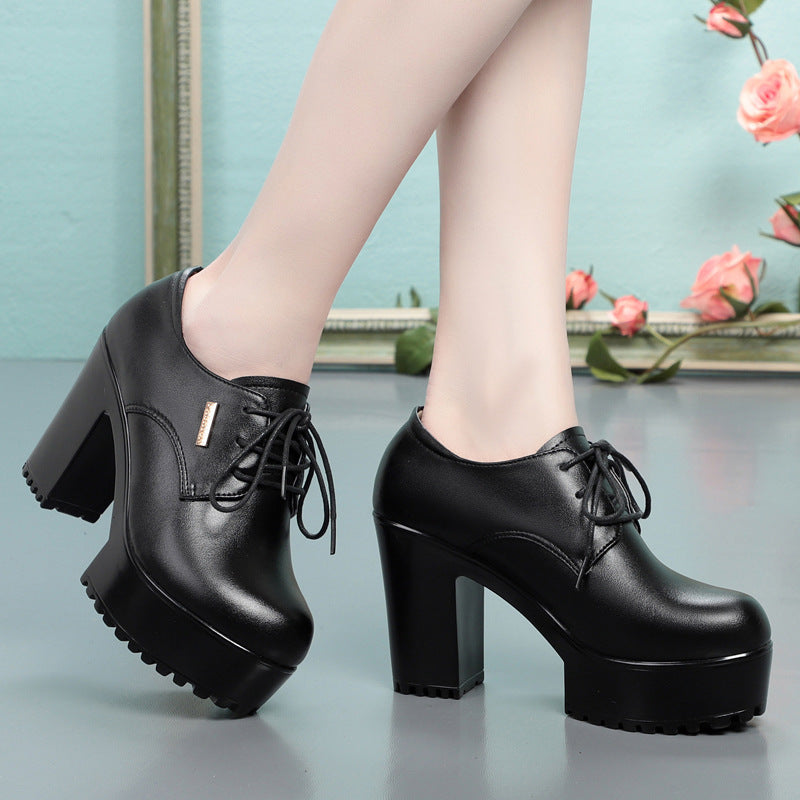 Damen elegante Schnürschuhe mit bequemen Blockabsatz und stylishem Design R&B