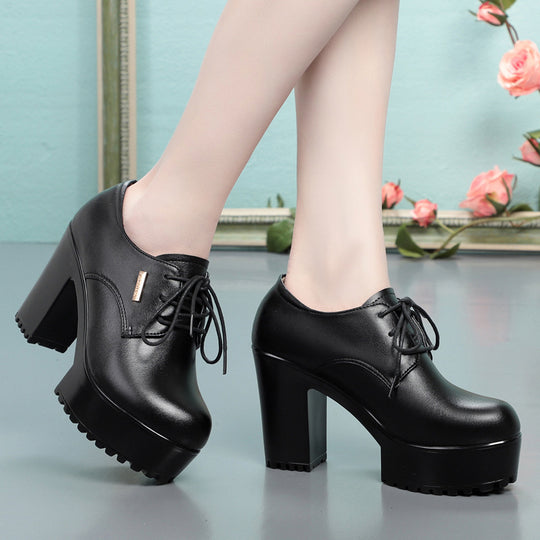 Damen elegante Schnürschuhe mit bequemen Blockabsatz und stylishem Design R&B