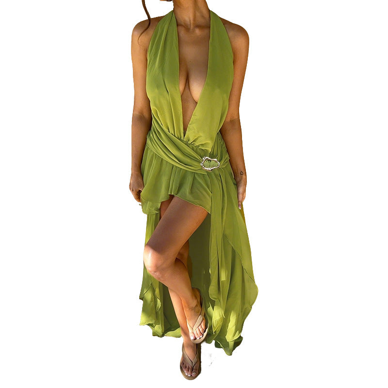 Damen Wickelkleid mit tiefem V-Ausschnitt und eleganter Drapierung R&B