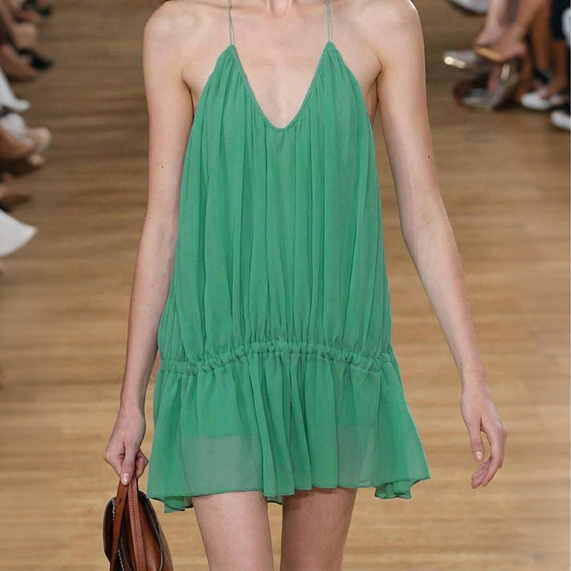Damen Freizeitkleid mit raffiniertem V-Ausschnitt und schwingendem Rock R&B