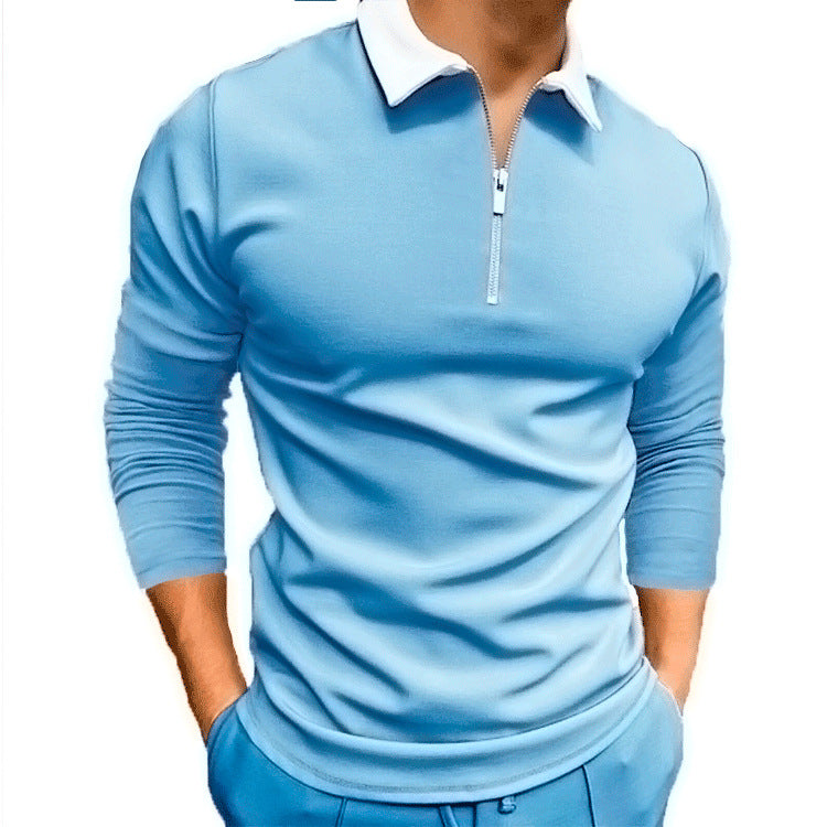 Herren sportlicher Pullover mit 1/4 Reißverschluss und kontrastierendem Kragen R&B