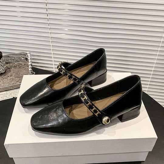Damen elegante Mary Jane Ballerinas mit dekorativem Riemen R&B