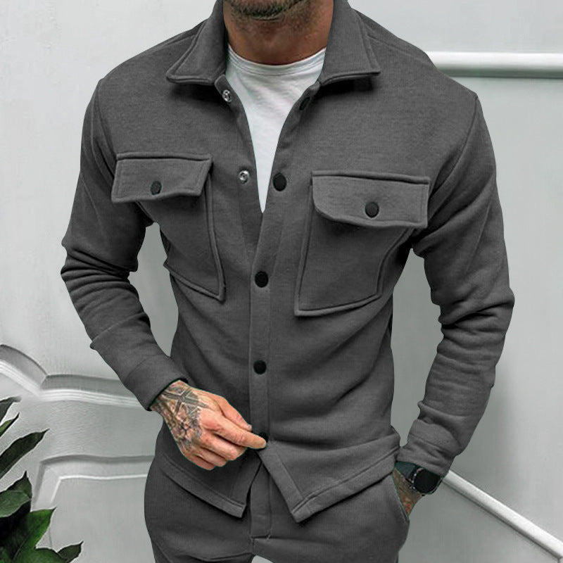 Herren lässige Overshirtjacke mit großen Brusttaschen und modernem Design R&B