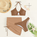 Damen Bikiniset mit modischem Wickelrock und raffiniertem Ringdetail R&B