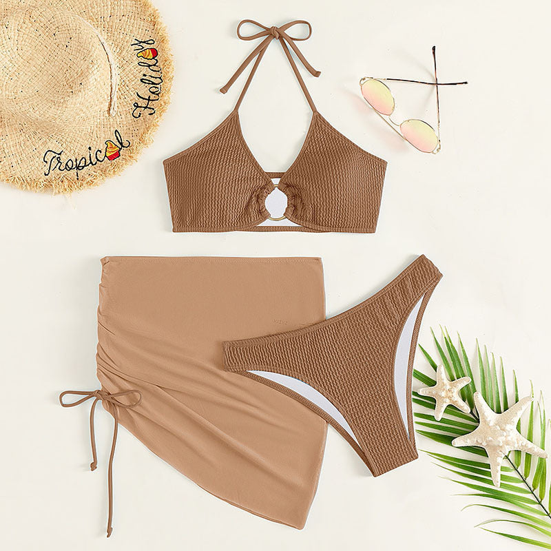 Damen Bikiniset mit modischem Wickelrock und raffiniertem Ringdetail R&B