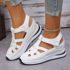 Damen komfortable Keilsandalen mit atmungsaktiven Riemen und ergonomischem Fußbett R&B