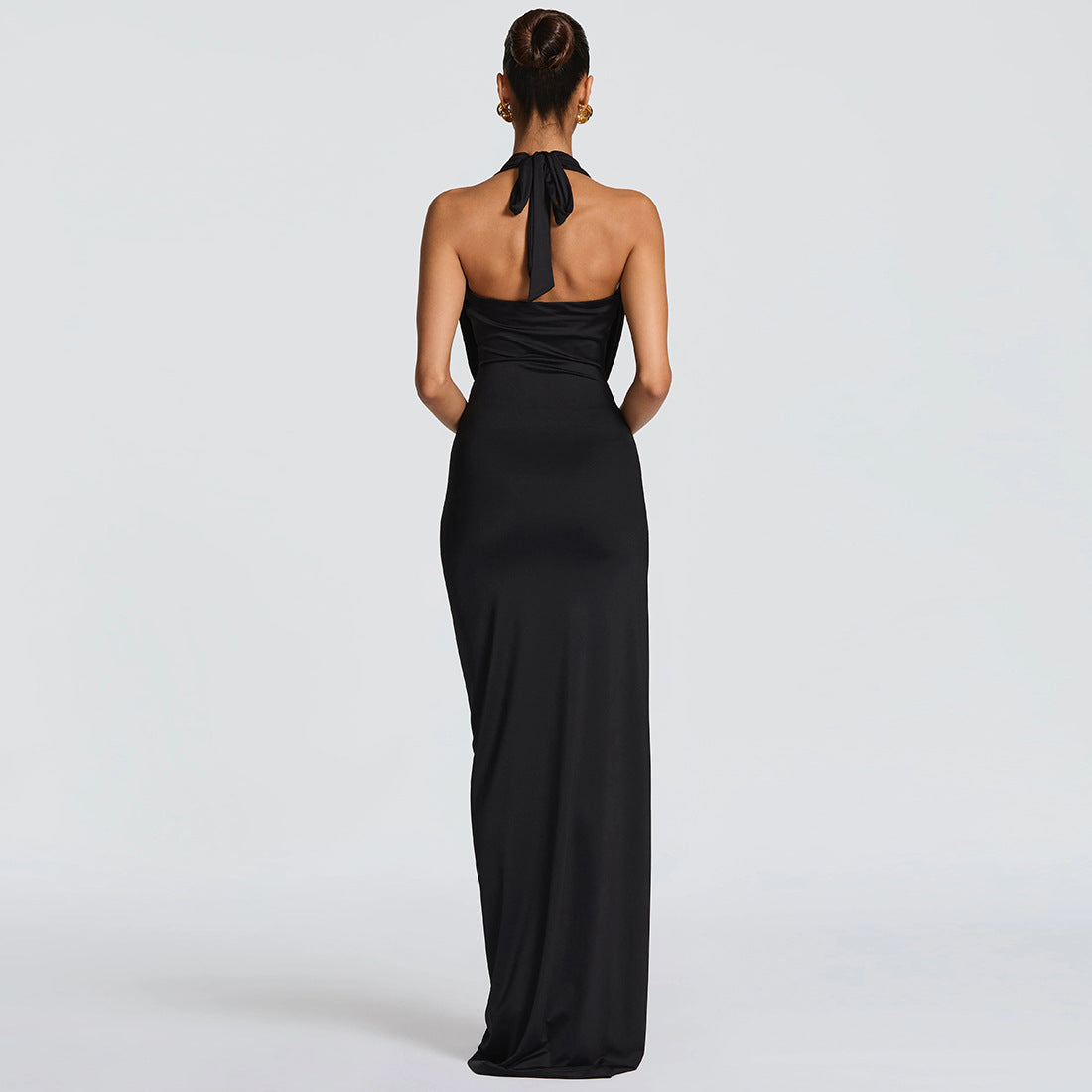 Damen Elegantes Maxikleid mit tiefem Halsochnitt und seitlichem slit R&B