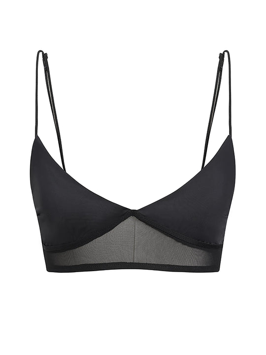Damen nan bügelloser Soft-BH mit Mesh-Unterbrustband und verstellbaren Spaghettiträgern R&B