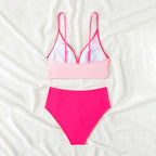 Damen Hochtailliertes Bikini-Set mit Wickeloberteil und stylischen Kontrasten R&B