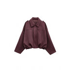 Damen modische Oversize-Jacke mit verstecktem Bund und Schulterdetails R&B