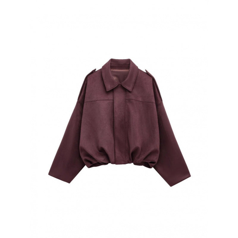 Damen modische Oversize-Jacke mit verstecktem Bund und Schulterdetails R&B