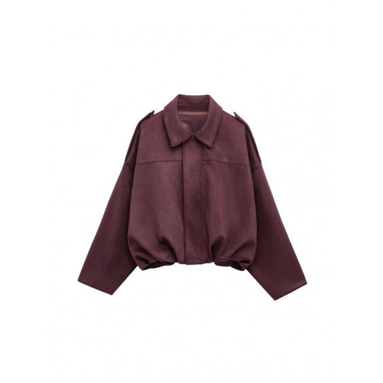 Damen modische Oversize-Jacke mit verstecktem Bund und Schulterdetails R&B