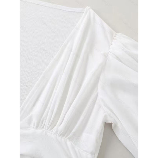 Damen Wickelbluse mit langem Arm und elegantem V-Ausschnitt R&B