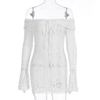 Damen Spitzenoberteil mit Off-Shoulder Design und langen Ärmeln R&B