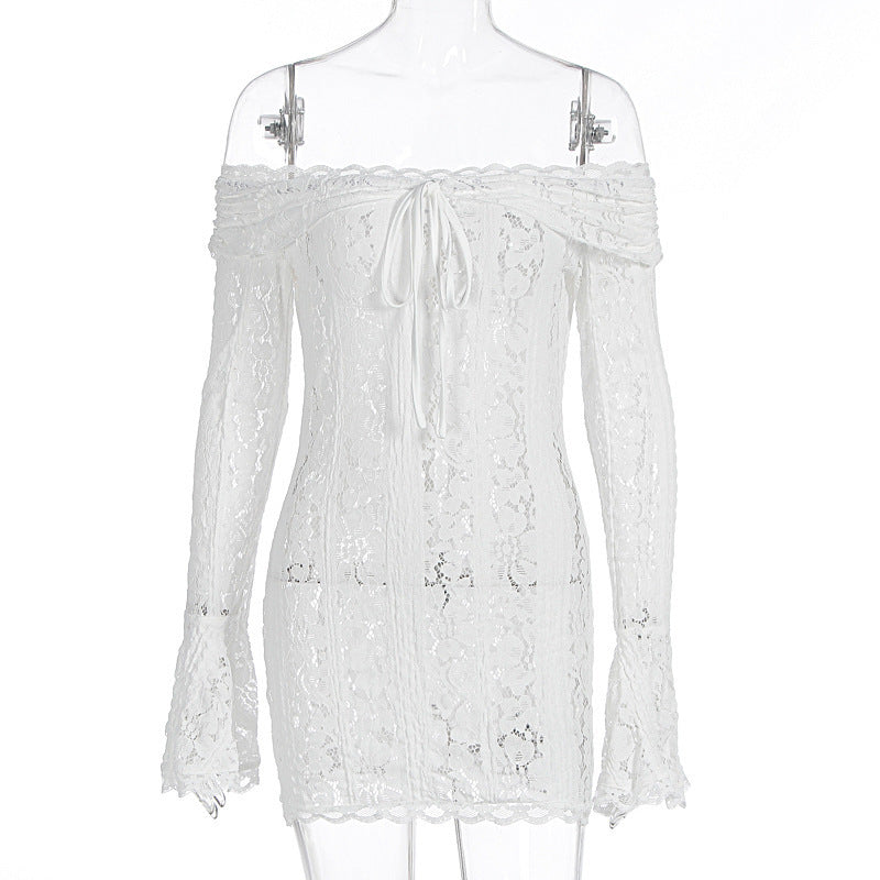 Damen Spitzenoberteil mit Off-Shoulder Design und langen Ärmeln R&B