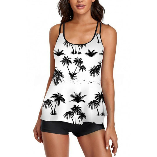 Damen Sportliches Tankini-Set mit bequemem Shorts und verstellbaren Trägern R&B