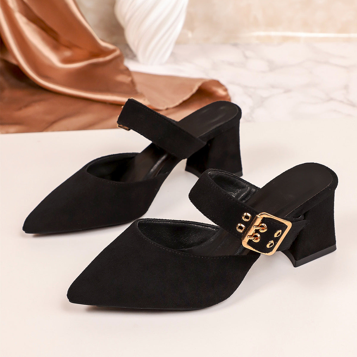 Damen elegante Slipper mit modischem Blockabsatz R&B