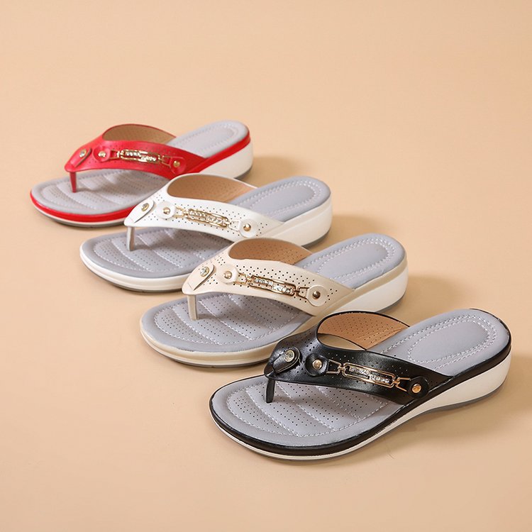 Damen Wedge-Sandalen mit komfortablem Fußbett und dekorativen Akzenten R&B