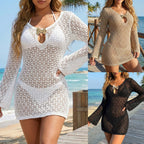 Damen Häkelstrandkleid mit V-Ausschnitt und elegantem Knotendetail R&B