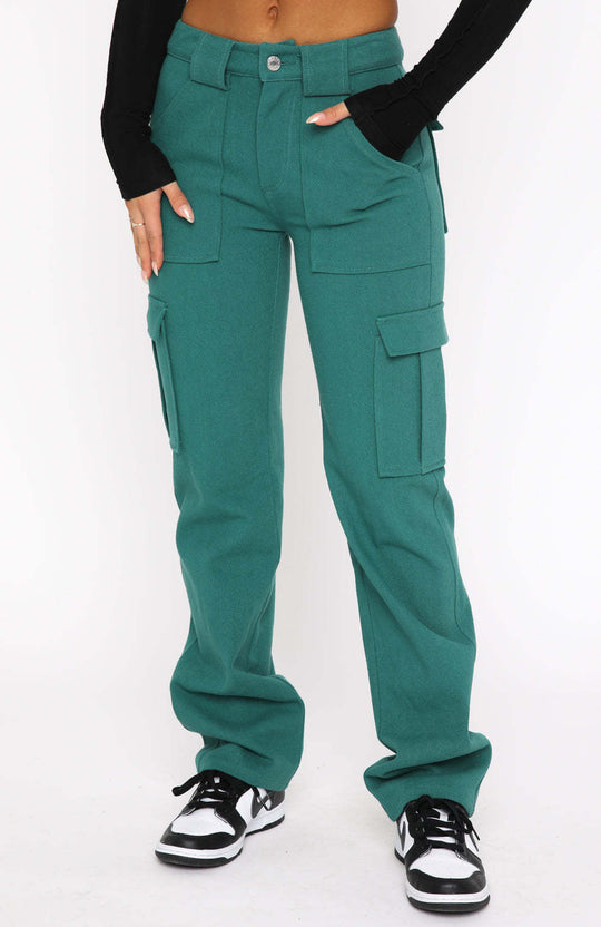 Damen Cargo-Style Hose mit hohen Taschen und entspannter Passform R&B