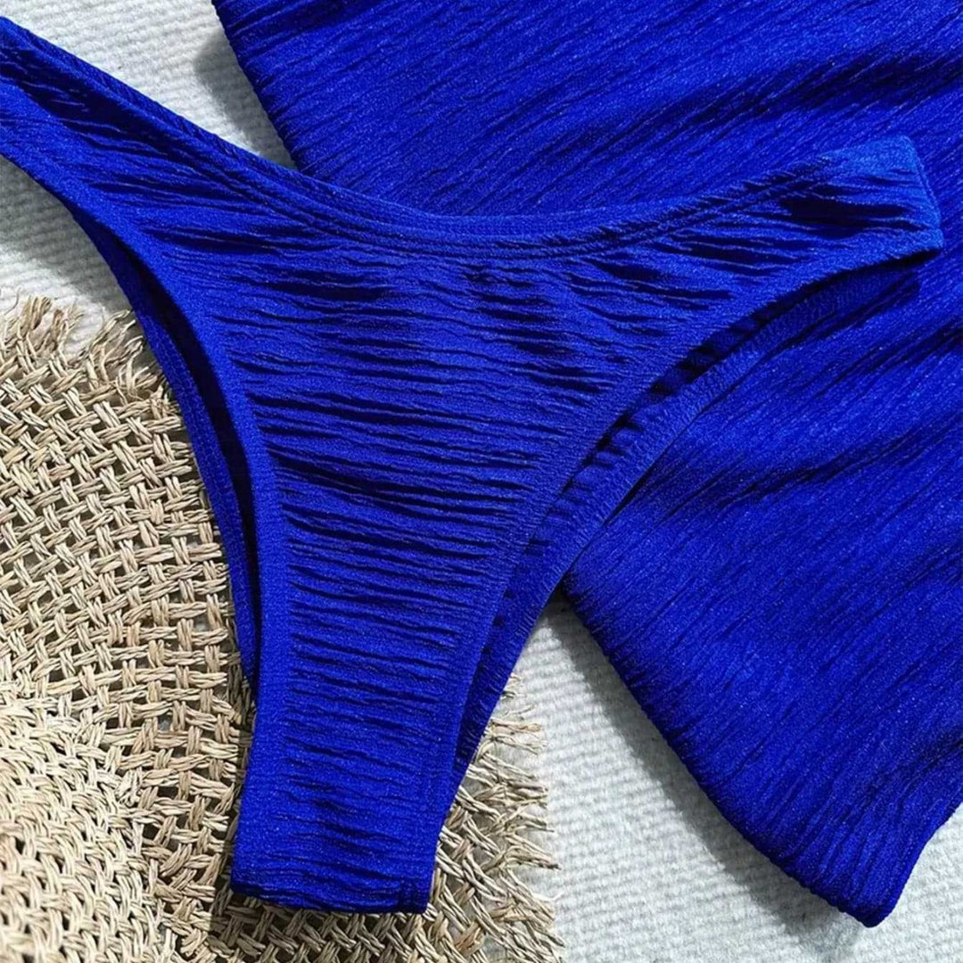 Damen Bandeau-Bikini mit ornamentalem Stern-Detail und modischem Wickelrok R&B