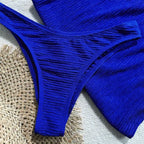 Damen Bandeau-Bikini mit ornamentalem Stern-Detail und modischem Wickelrok R&B