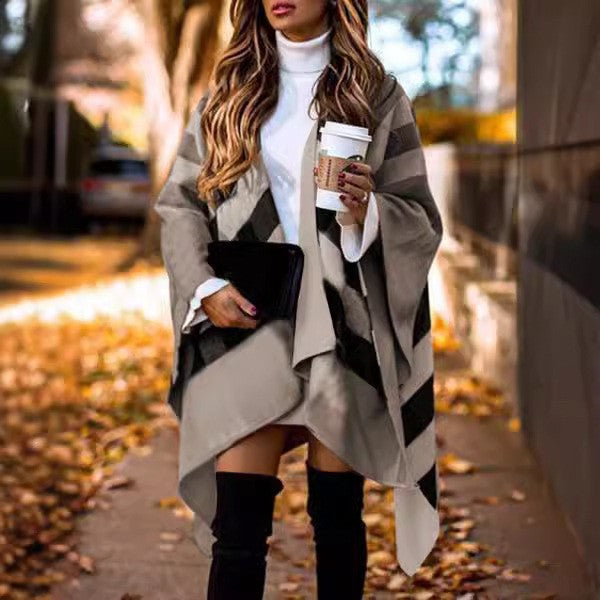 Damen modischer Überwurf mit geometrischem Muster und asymmetrischem Schnitt R&B