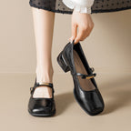 Damen Ballerinas mit elegantem Riemchen und modischem Blockabsatz