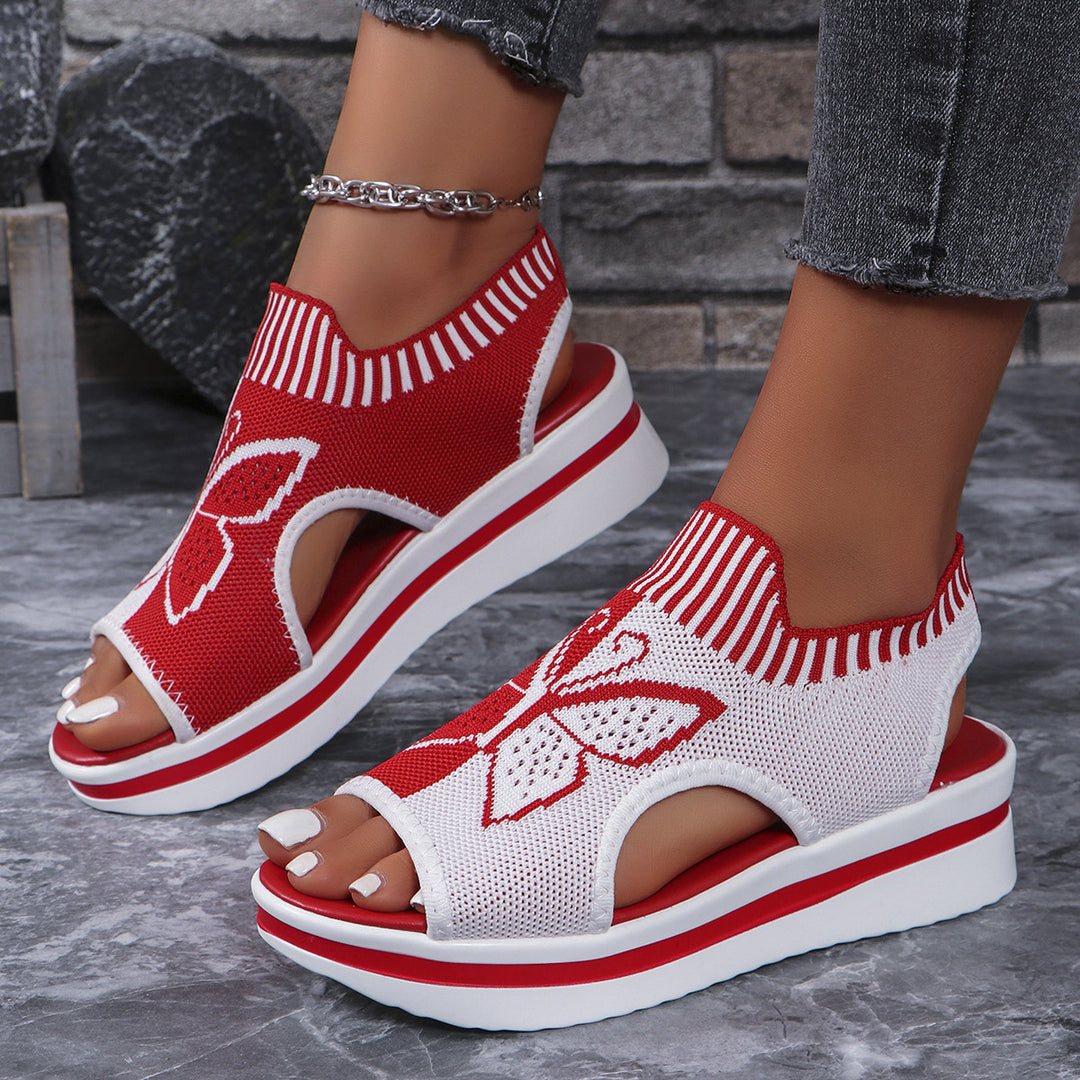 Damen Sportliche Sandalen mit luftigen Einsätzen und dekorativem Schmetterlingsmuster R&B