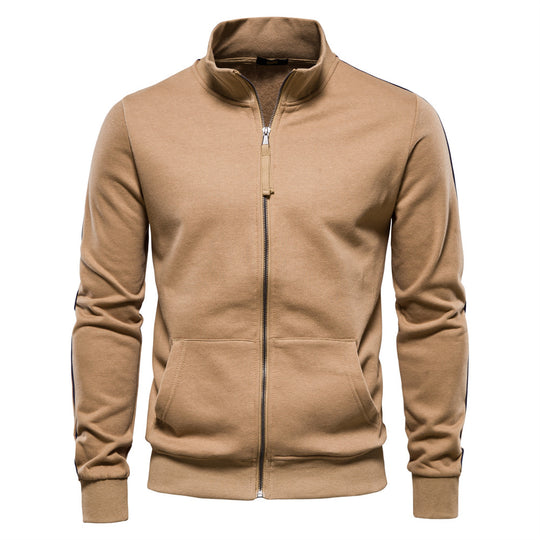 Herren Sweatjacke mit hohem Kragen und durchgehendem Reißverschluss R&B