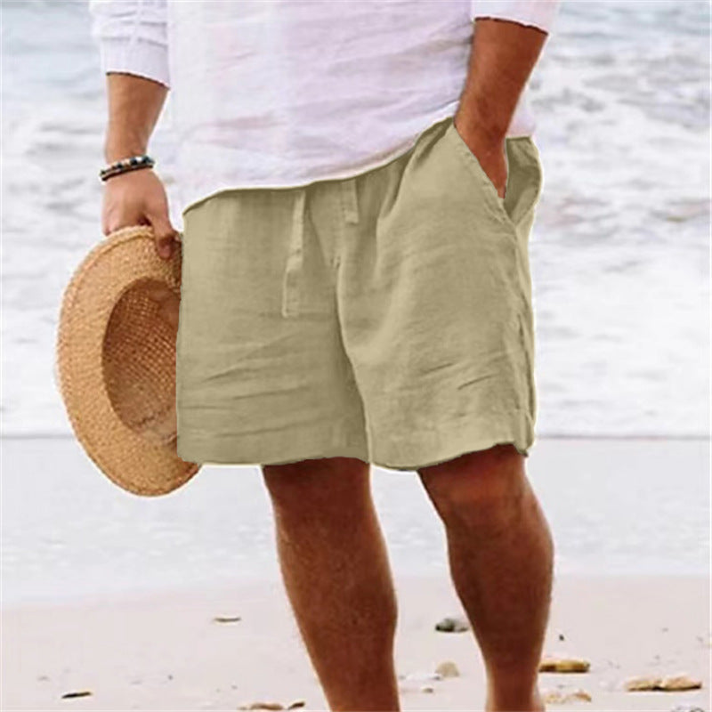 Herren luftige Leinen-Shorts mit elastischem Bund und praktischen Seitentaschen R&B