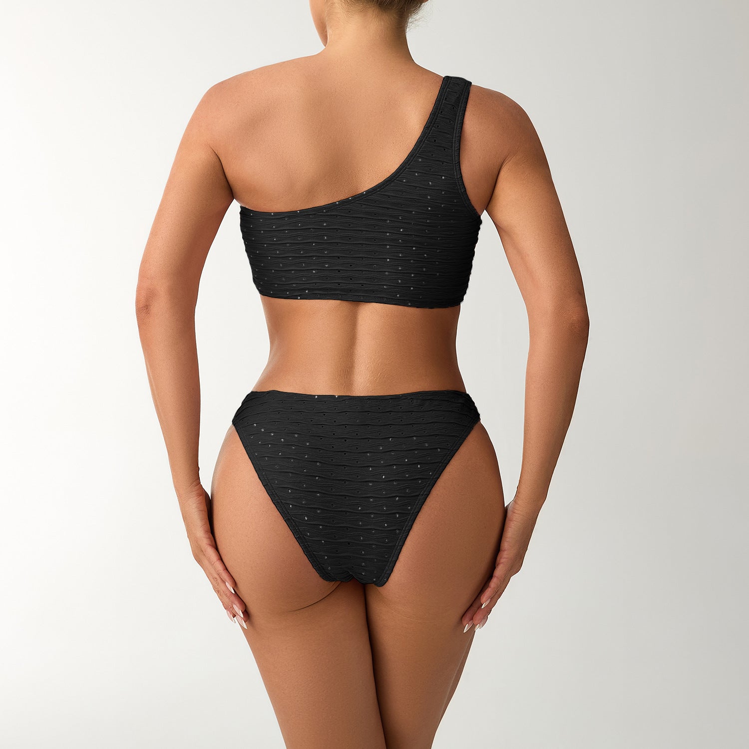 Damen Einseitiger Bandeau-Bikini mit strukturierter Oberfläche R&B