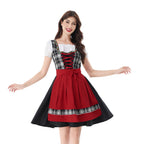 Damen nan traditionelles Dirndlkleid mit Karo-Mieder und gesteppter Schürze R&B
