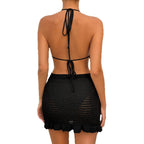 Damen Häkel-Bikini-Set mit Rüschen und elastischem Rock R&B