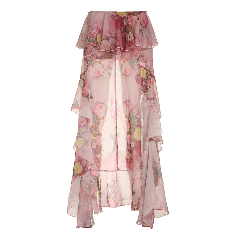 Damen Rock mit floralen Volantdetails R&B