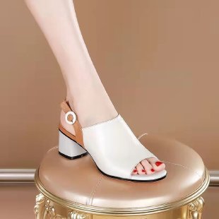 Damen Slingback-Sandalen mit elegantem Blockabsatz und modischem Riemendesign R&B